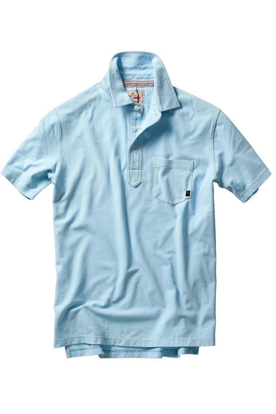 NEW RELWEN men's pique slot short sleeve polo in cloud blue